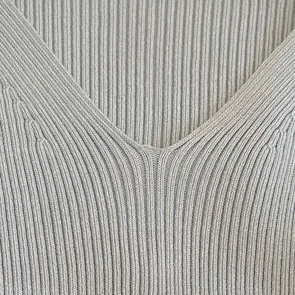 🩵SANDRO PARIS Baby Blue Bell Fluted Sleeves “Malana” Ribbed Sweater Top Blouse - Picture 8 of 9